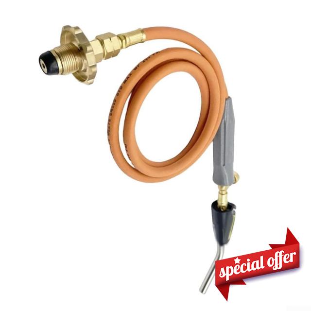 Copper Propane Torch with 2m Hose Piezo Ignition for Brazing BBQ Charcoal                                                          All Brass Valve Self Start Adjustable Flame Lock Rubber Tube LPG Cylinder Hookup for Plumbing HVAC Jewelry Meat Tar Patio