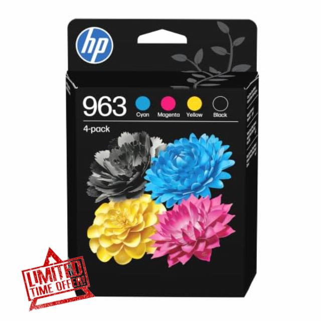 HP 963 Black/Cyan/Magenta/Yellow Original Ink Cartridges 4-Pack                                                          Compatible with OfficeJet Pro 9010