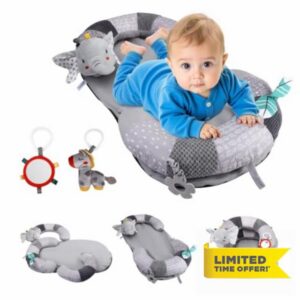 3-in-1 Tummy Time Pillow with Baby Seated Support Pillow                                                          Tummy Time Mat with Detachable Sensory Toys