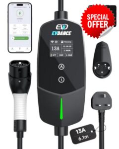 EVDANCE EV Charger 3 Pin Plug with App for Electric and Hybrid Vehicles                                                          6.1m