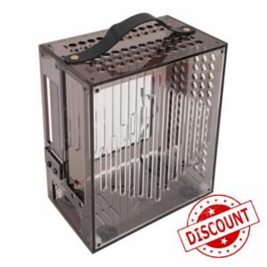 Naroote Miniature ITX PC Case Portable Clear Acrylic Design for DIY Gaming PC 23x20.5x12cm Ideal for Gamers (black)