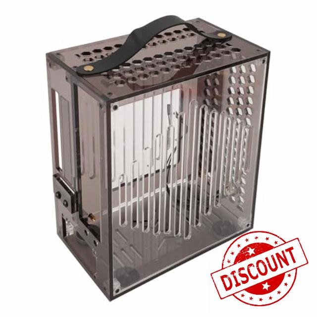 Naroote Miniature ITX PC Case Portable Clear Acrylic Design for DIY Gaming PC 23x20.5x12cm Ideal for Gamers (black)