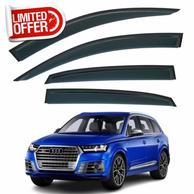 Set Of 4 STICK-ON Wind & Rain Deflectors For AUDI Q7 2016 2017 2018 2019 2020 2021 2022 2023 2024 2025 2026 Models. SQ7 Rain Guards