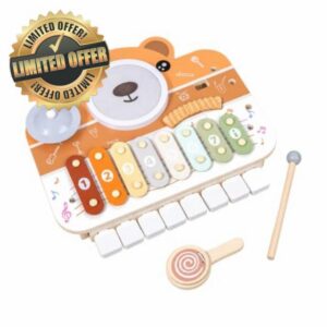 Amagogo Wooden Multi-Instrument Musical Toy Early Learning Musical Toy with Mallet and Percussion Screen Toys