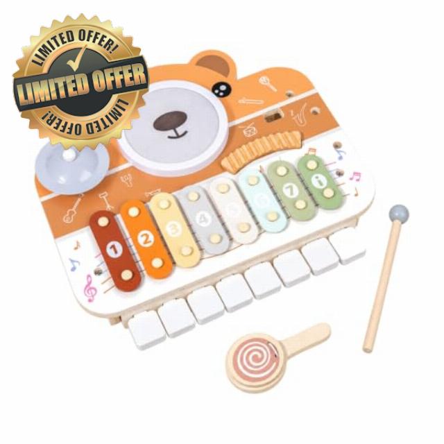 Amagogo Wooden Multi-Instrument Musical Toy Early Learning Musical Toy with Mallet and Percussion Screen Toys