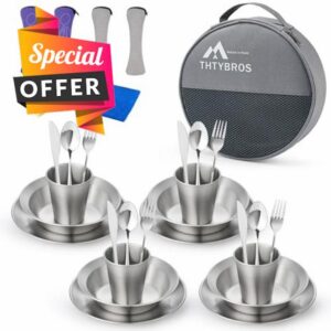 Stainless Steel Camping Mess Kit for 1-4 People