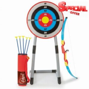 Kids Archery Set with Target Stand | Bow & Arrow Toy Set with 5 Suction Cup Arrows