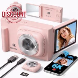 Digital Camera with WiFi 2-in-1 Camera with Detachable Mini POV Camera