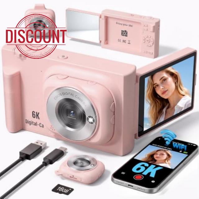 Digital Camera with WiFi 2-in-1 Camera with Detachable Mini POV Camera