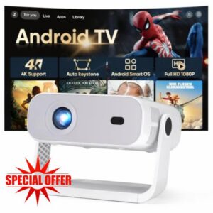 2026 New Smart Projector Built-in Apps Android 14 Native 1080P 4K Supported                                                          WiFi 6 Bluetooth 5.2