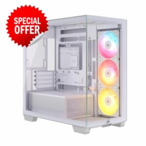 CORSAIR 2800X RS ARGB Panoramic Micro-ATX PC Case – 3x Fans Included