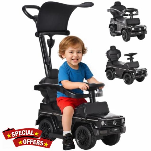HOMCOM 3 in 1 Kids Children Ride on Push Car G350 Licensed Walker Black                                                          Toddler Sliding Car