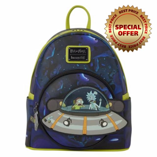 Loungefly Rick And Morty Space Cruiser Mini Backpack                                                          Glow-in-the-dark mini backpack with Space Cruiser design