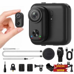 Portable 4K Thumb Action POV Camera Mini Body Cam Magnetic for Vlog Pet                                                          Compact Design Pocket Action Cam