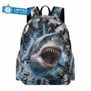 Shark Rucksack Girls Age 8 Marine Life School Backpack Children Year 7 Durable Lightweight 16.5 Inch Laptop Daypack School Years 3-6 Daily Use Outdoor Gif