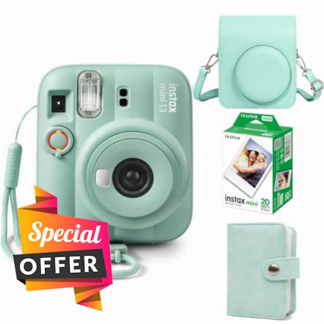 Fujifilm INSTAX Mini 13 Camera Lagoon Green id Bundle – Includes Mini 13 Camera