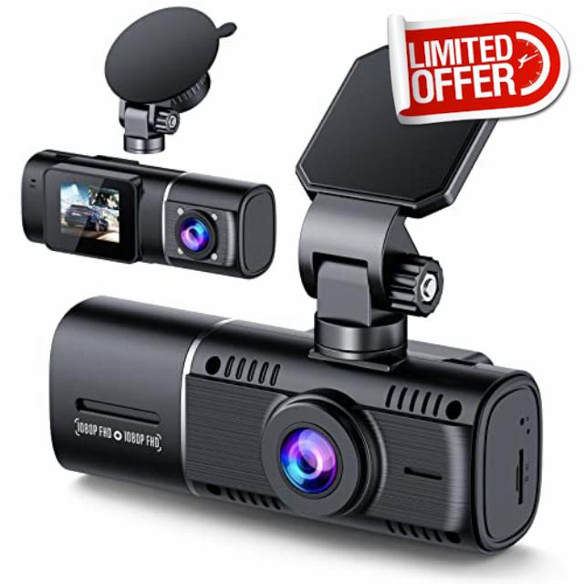1080P Dual Dash Cam Front and Inside with Built-in Battery Car Camera Dash Cam with Parking Monitor