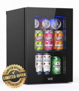WIE 18L Small Drinks Fridge with Glass Door