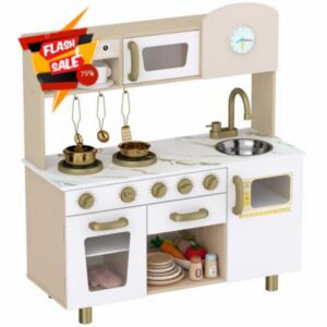 AIYAPLAY Play Kitchen Kids Kitchen Playset Rotating Coffee Machine White                                                          Stove