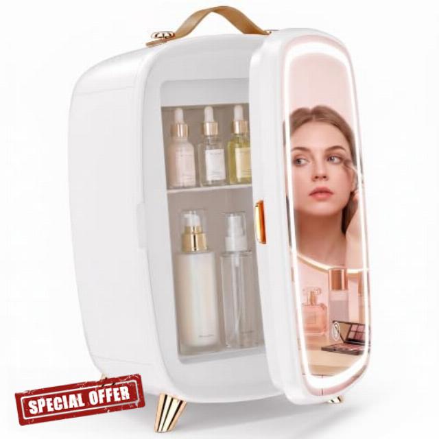 HOMCOM 6L Mini Fridge with LED Mirror