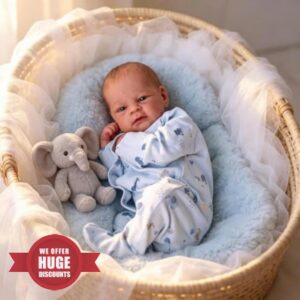 RXDOLL 17 Inch Realistic Reborn Baby Dolls Silicone Full Body Vinyl Anatomically Correct Baby Dolls That Look Real Life Babies Boy Lifelike Newborn Doll Waterproof Toy Kids Gif