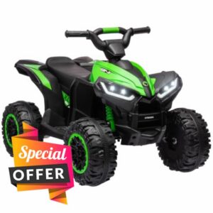 HOMCOM 12V Electric Quad Bike for Kids Ride On Car ATV Toy Ages 3-5 Green                                                          Forward Reverse Functions