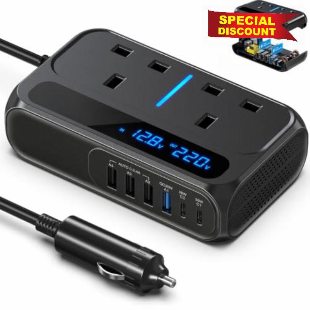 8 in 1 Car Power Inverter 240W 12V to 240V