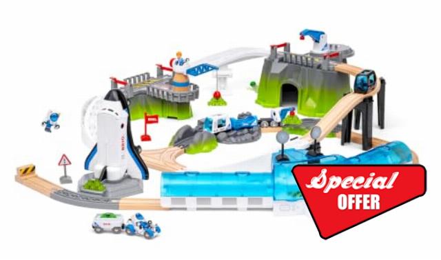 Space Deluxe Train Set - Wooden Train Set - Wonderful Gift for Children from 3 Years