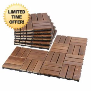 6 Pack Acacia Wood Interlocking Deck Tiles