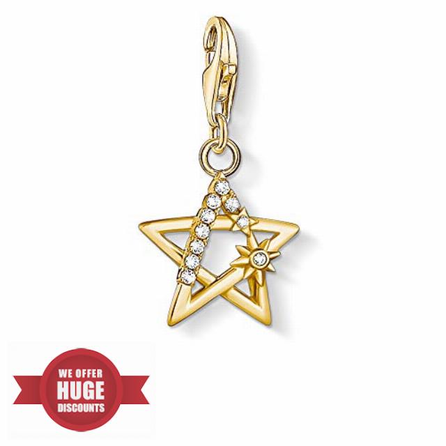 THOMAS SABO Women's Charm Pendant Star with Stones Charm Club 925 Sterling Silve