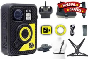BR5 Body Worn Camera Internal Memory Wearable Body Cam Bodycam Bodyworn Personal Protection 1512P 2K Video and Audio Recording Security CCTV (BR5-X 128GB With Klick Fast Straps)