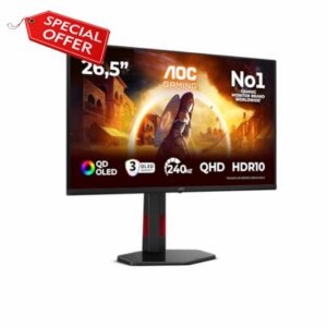 AOC 27 Inch Gaming Monitor Quad HD QD-OLED 240Hz 0.3ms HDMI DP Black Q27G4ZDR