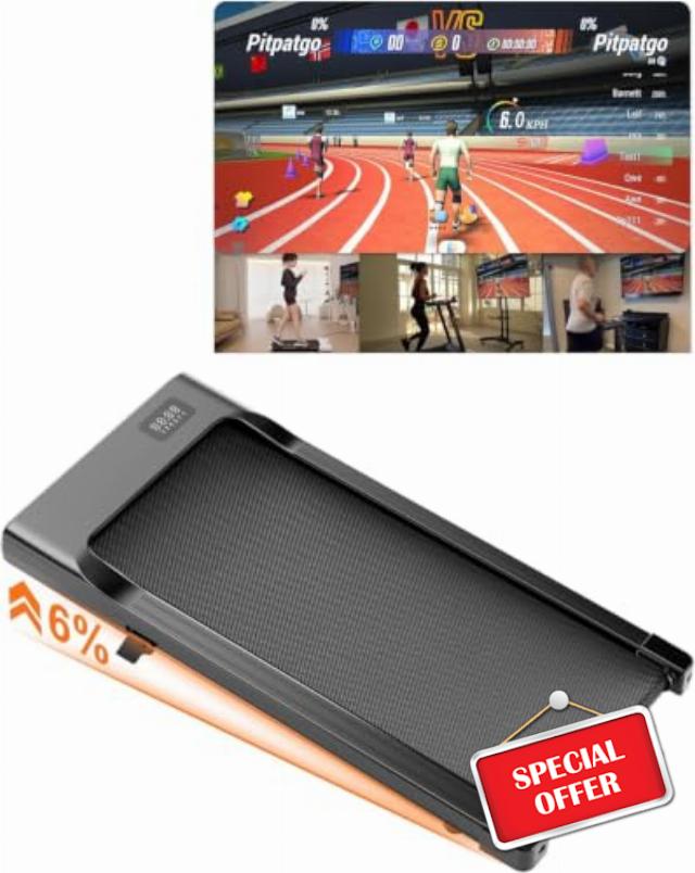 Superun Walking Pad Raceable 6%/10% Incline 6/12km/h Under Desk Treadmill                                                          2.5HP Foldable Treadmill with HIIT & MIIT Programs APP Control 136KG Walking Machine