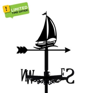 Sailboat Weathervane Seaside Metal Wind Vanes Vintage Iron Wind Direction Indicator for Outdoor Garden Yard Roof Farm Patio Deco