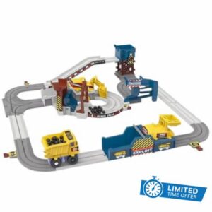 Race Track Toy – Quarry Construction Train Adventure Track Set                                                          Electric Vehicle 60x58x14cm | Multifunctional ABS Car Racing Toy For Boys And Girls Indoor Play Pretend Construction Games