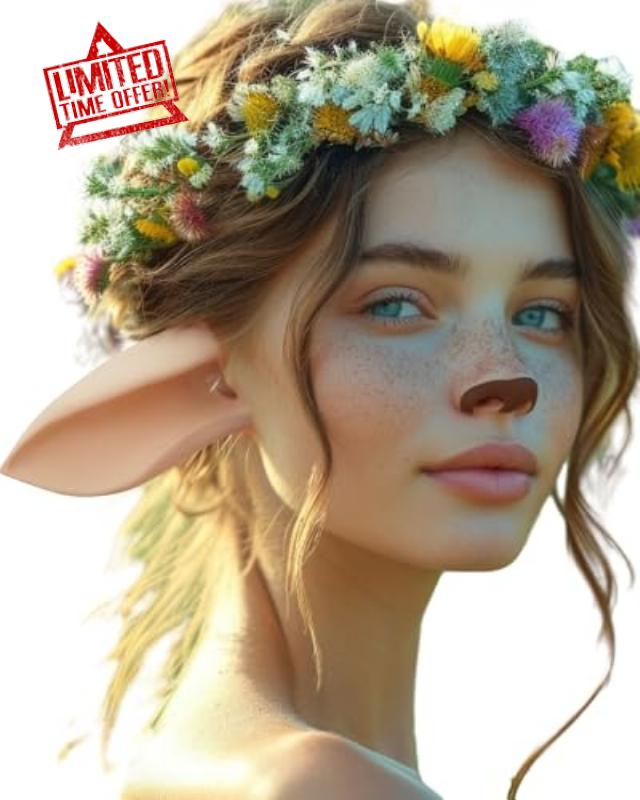 Libima Faun Ears Satyr Cosplay Costume Prosthetic Halloween Masquerade                                                          Deer Fawn Goat Antlers