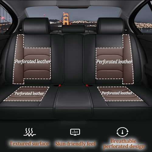breathable material with anti-slip design protects front and rear seats from stains and daily wear