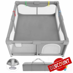 Baby Playpen with Padded Corner Protection(Grey