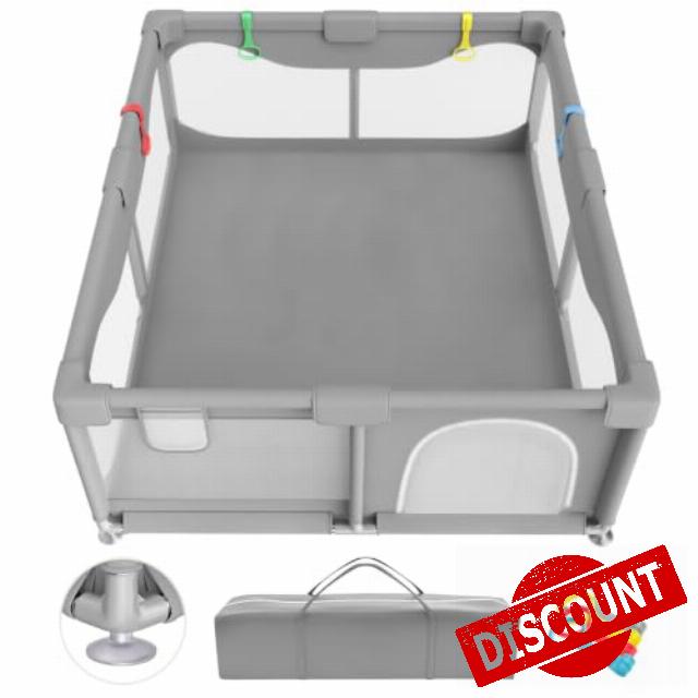 Baby Playpen with Padded Corner Protection(Grey