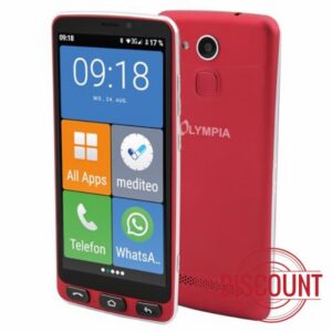 Olympia NEO+ Red Senior Mobile Phone | Seniors Smartphone with Large Display & Emergency Call Button | Extra Easy Operation | Senior Mobile Phone with WhatsApp | Android 15 | Seniors Mobile Phone 4G
