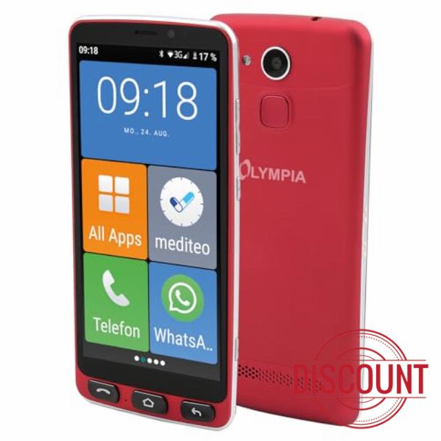 Olympia NEO+ Red Senior Mobile Phone | Seniors Smartphone with Large Display & Emergency Call Button | Extra Easy Operation | Senior Mobile Phone with WhatsApp | Android 15 | Seniors Mobile Phone 4G