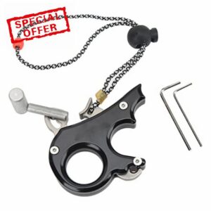 Aluminum Alloy Archery Bow Release Aid Adjustable Sensitivity for Outdoor Shooting with 3 Finger Grip (Black)