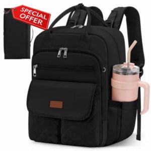 RAINSMORE Baby Changing Backpack Waterproof Nappy Bag with 15 Pockets                                                          Magnetic Insulated Bottle Pockets & Pushchair Straps
