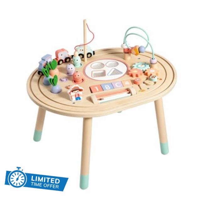 Wooden Sensory Activity Table - Play Equipment 10 in 1 L                                                          Developmental Play Table for Boys Girls Kindergarten Preschool Classroom Home Kids Room Month