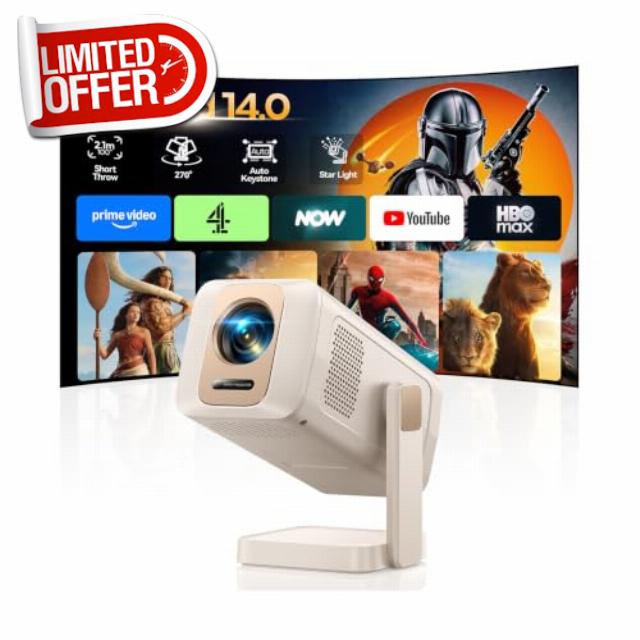 【Built in Apps/Ultra Short Throw】Smart Mini Projector 1080P 4K Supported