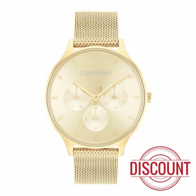 Calvin Klein Analogue Multifunction Quartz Watch for Women with Stainless Steel Mesh Bracele