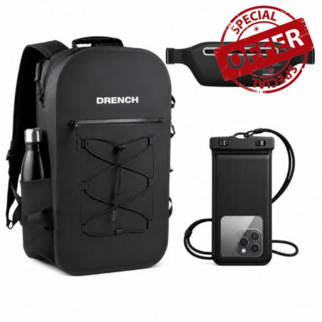 Drench Waterproof Rucksack Set 25L with Bum Bag & Phone Pouch
