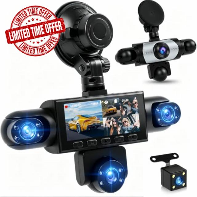 Dash Cam 5 Channel 1080P Front and Rear Inside 360 Dash Cams for Cars                                                          3.16 Inch IPS Screen