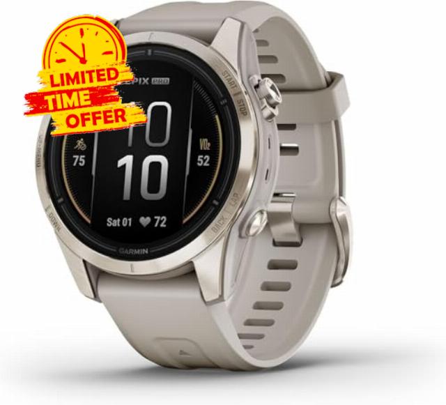 Garmin EPIX PRO (GEN 2) SAPPHIRE EDITION- 42MM -SOFT GOLD WITH CREAM HEATHERED NYLON BAND