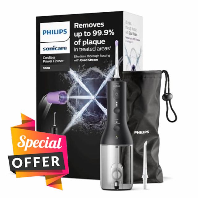 Philips Sonicare Cordless Power Flosser 3000 Oral Irrigator - Water Flosser for Teeth